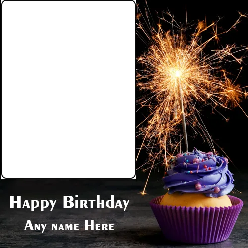 Cupcake Birthday Cake Photo Frame Maker With Name