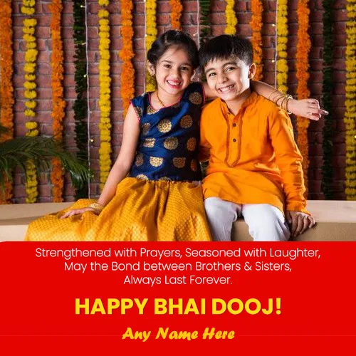 Happy Bhai Dooj 2024 Greeting Card Add Photo Frame With Name