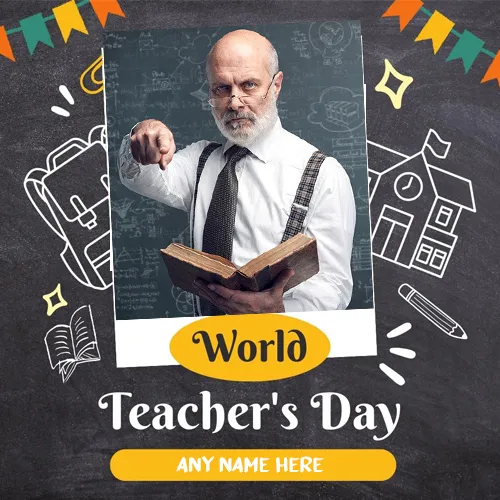 Happy World Teachers Day Photo Frame With Name
