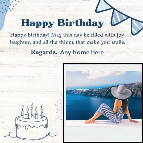 Name Birthday Cake With Photo Frame Free Download
