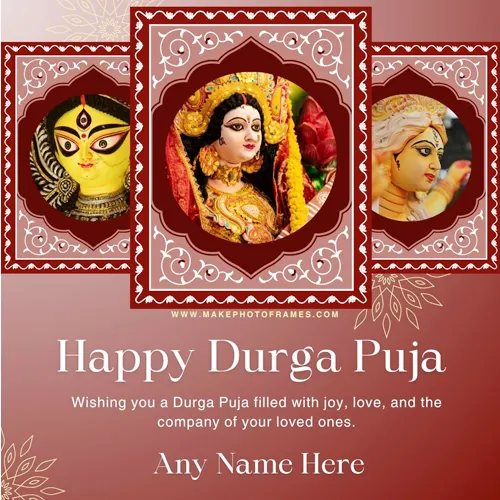 Photo Frame Durga Puja Wishes 2023 With Name