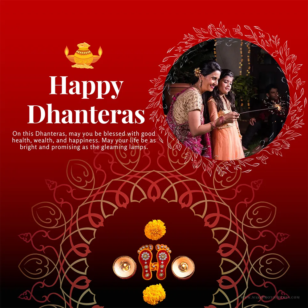 Happy Dhanteras Card With Photo Frame Maker