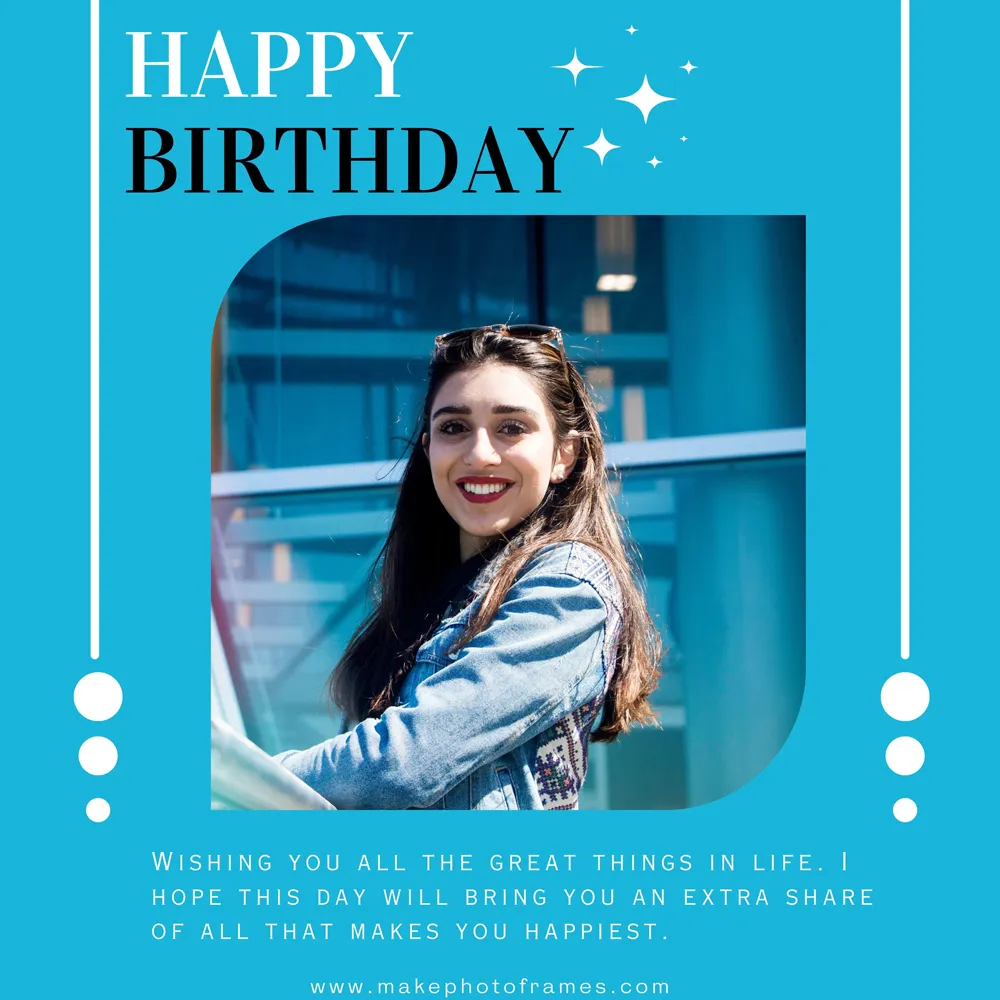 Happy Birthday Wishing Card With Photo Frame Creator Online