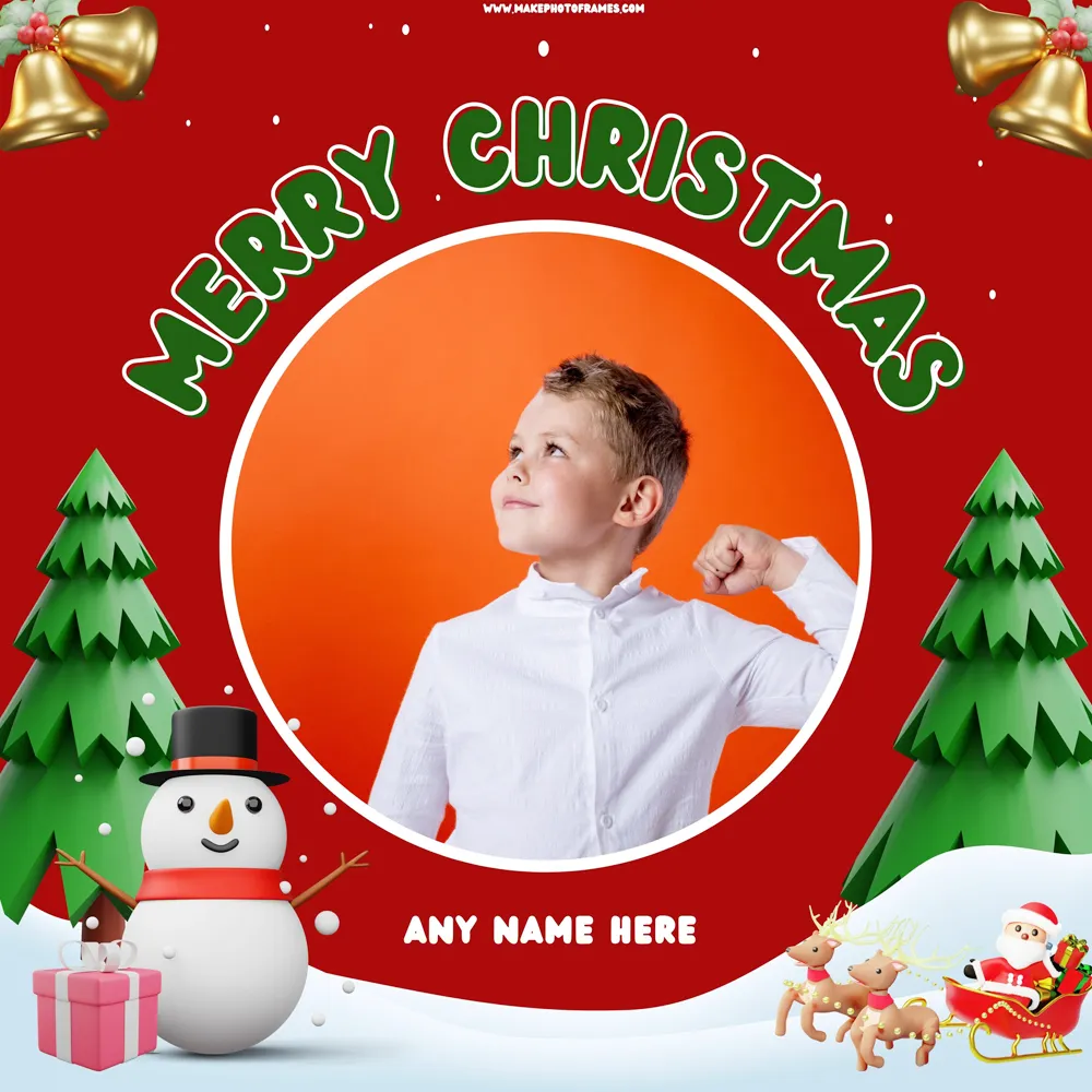 Name Christmas 2023 Greeting Card Maker With Photo Frame