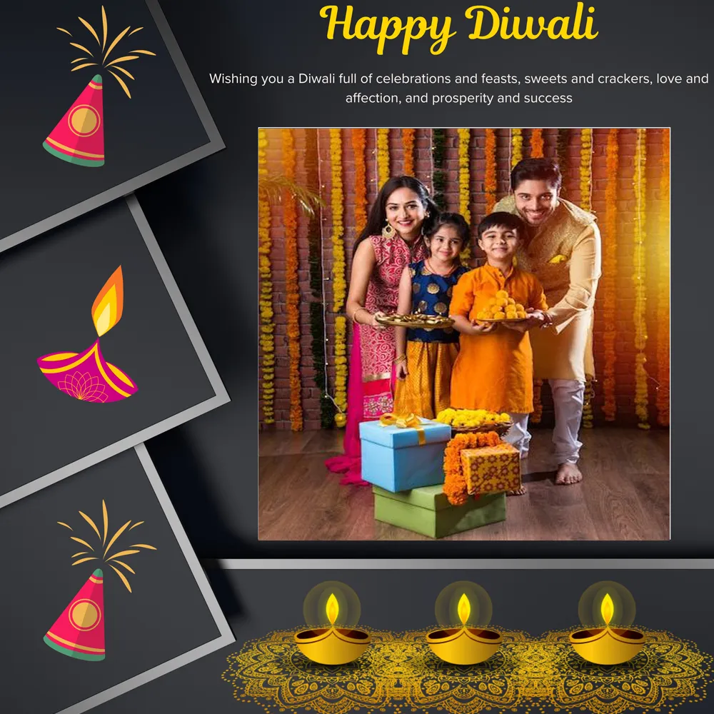 Happy Diwali 2023 Greetings Photo Frame With Picture Edit Online