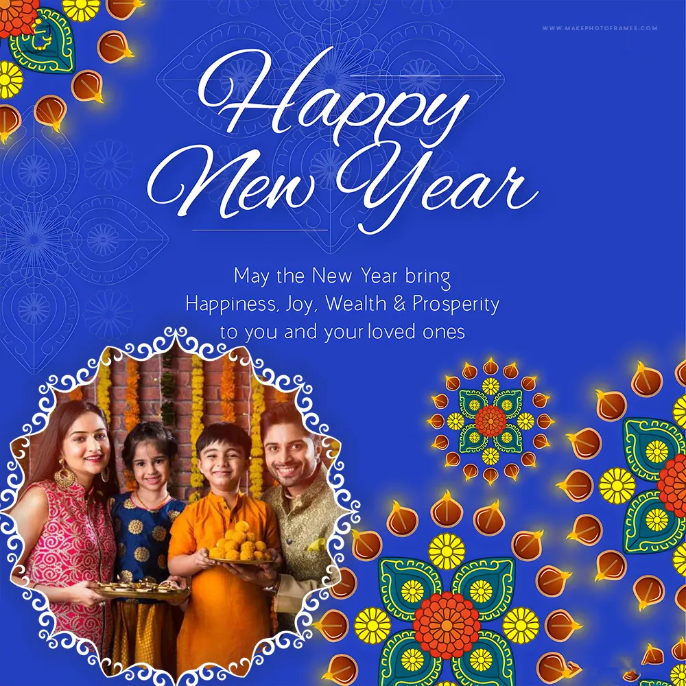 Gujarati New Year Wishes Custom Photo Greeting Cards Editing Online