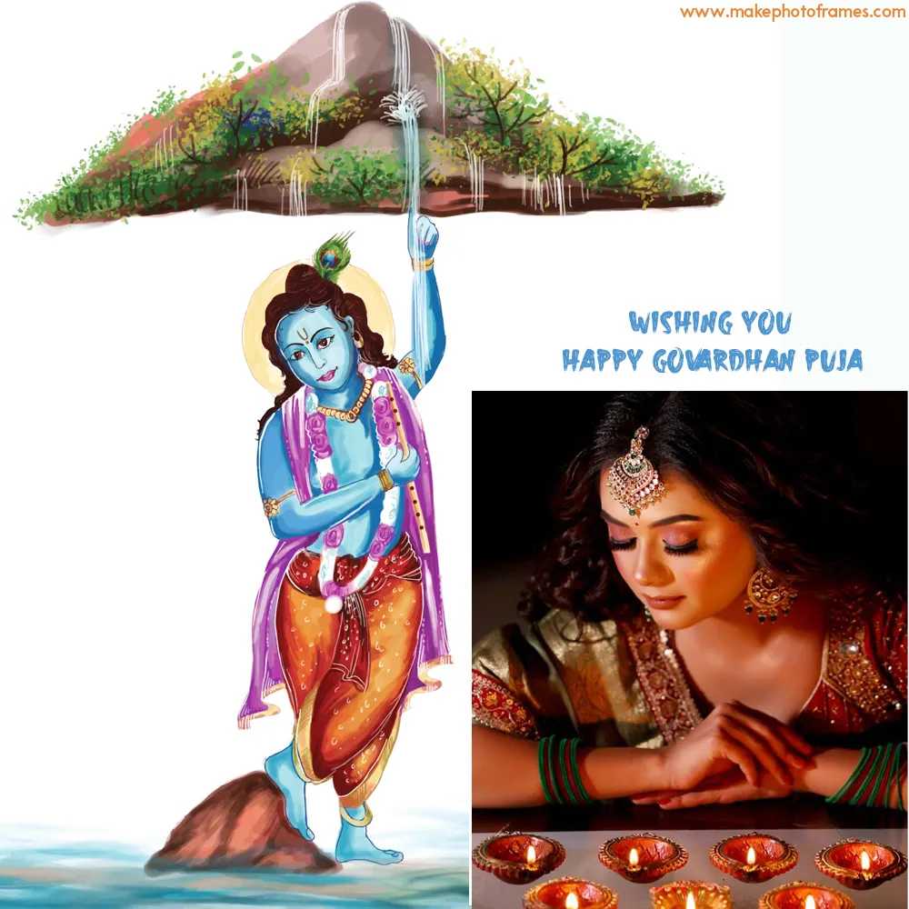 Wishing You Happy Govardhan Puja Photo Frame Editing Maker Online