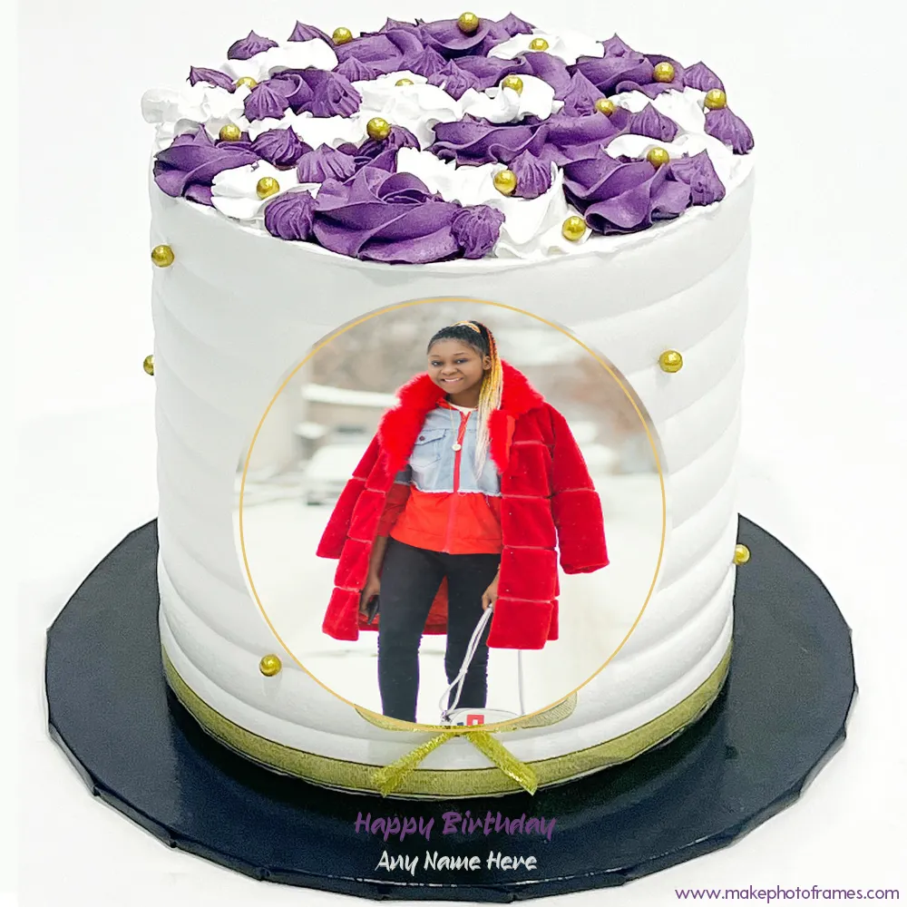 Personalized Purple Ombre Birthday Cake Photo With Name Edit