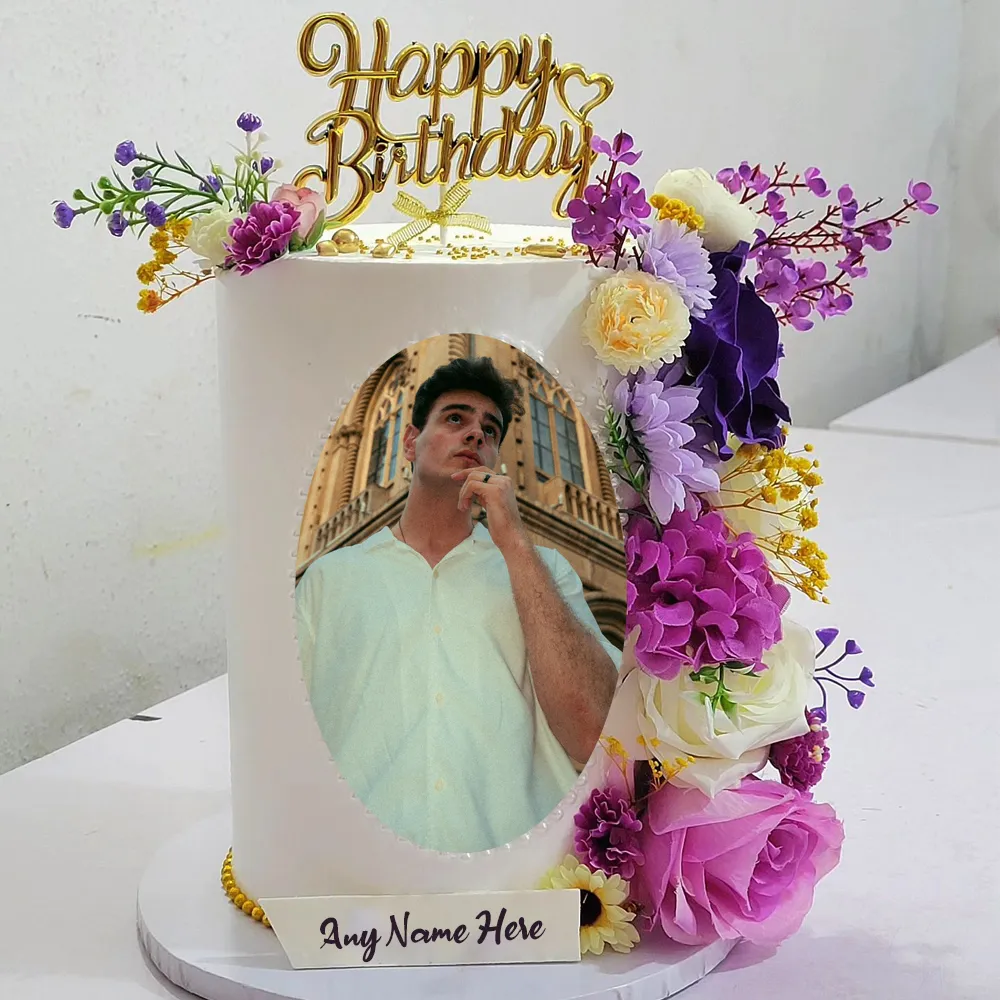 Floral Birthday Cake Images With Photo Frame Online Editor
