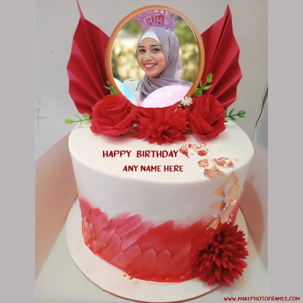 Red Rose Birthday Cake Pics With Name And Photo Edit Online