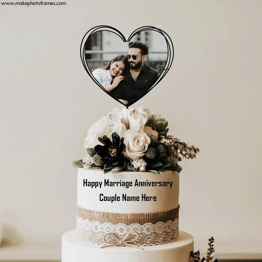 Happy Marriage Anniversary Cake With Photo And Name Edit
