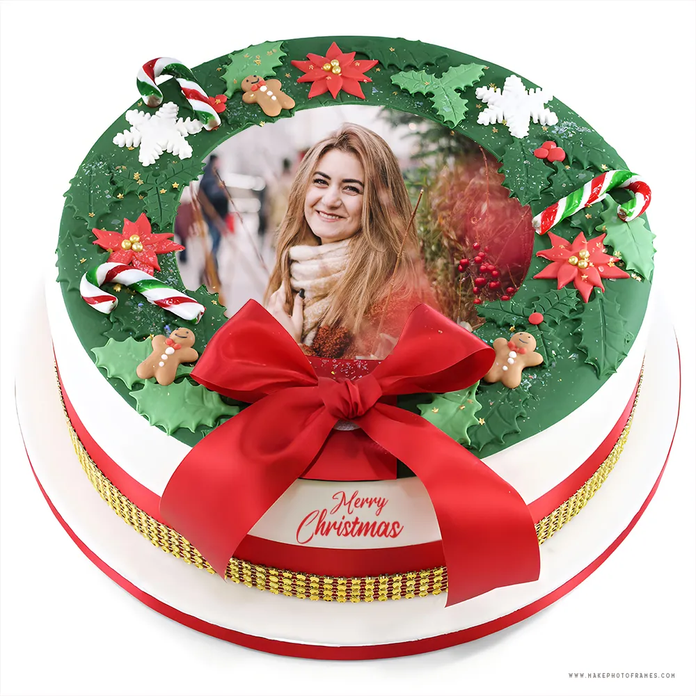 Christmas Birthday Cake With Personal Photo Free Download
