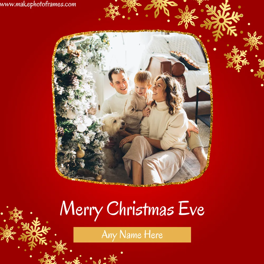 Wish You Happy Merry Christmas Eve Photo Frame With Name