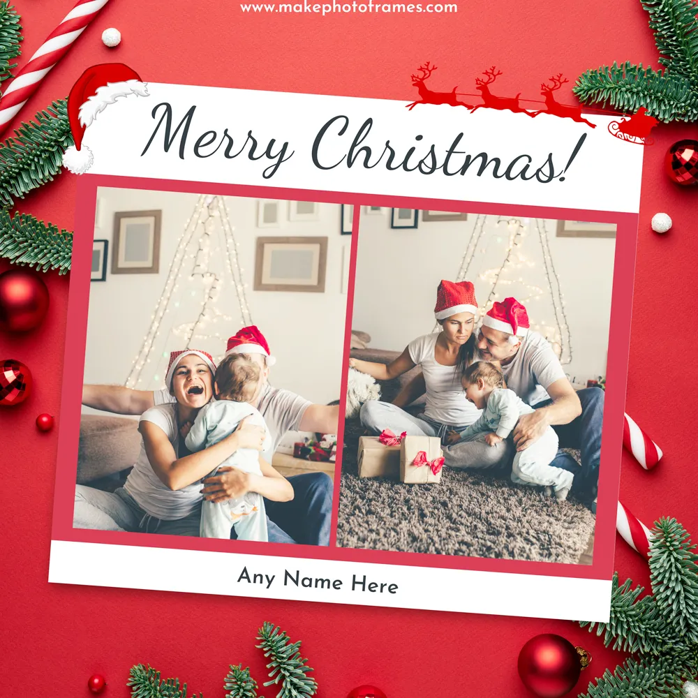 Free Merry Christmas Family Pictures Frame With Name