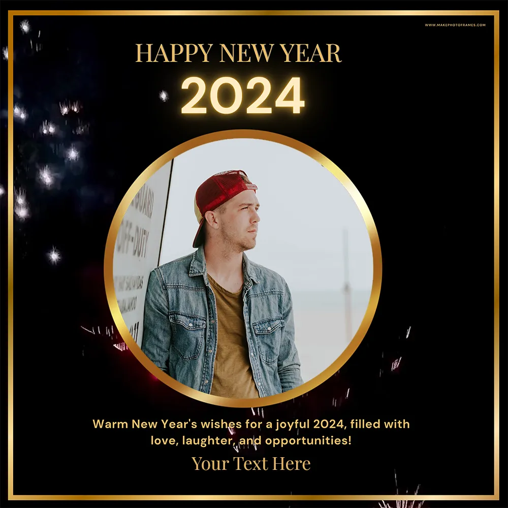 New Year 2024 Wishes With Own Photo Frame With Name