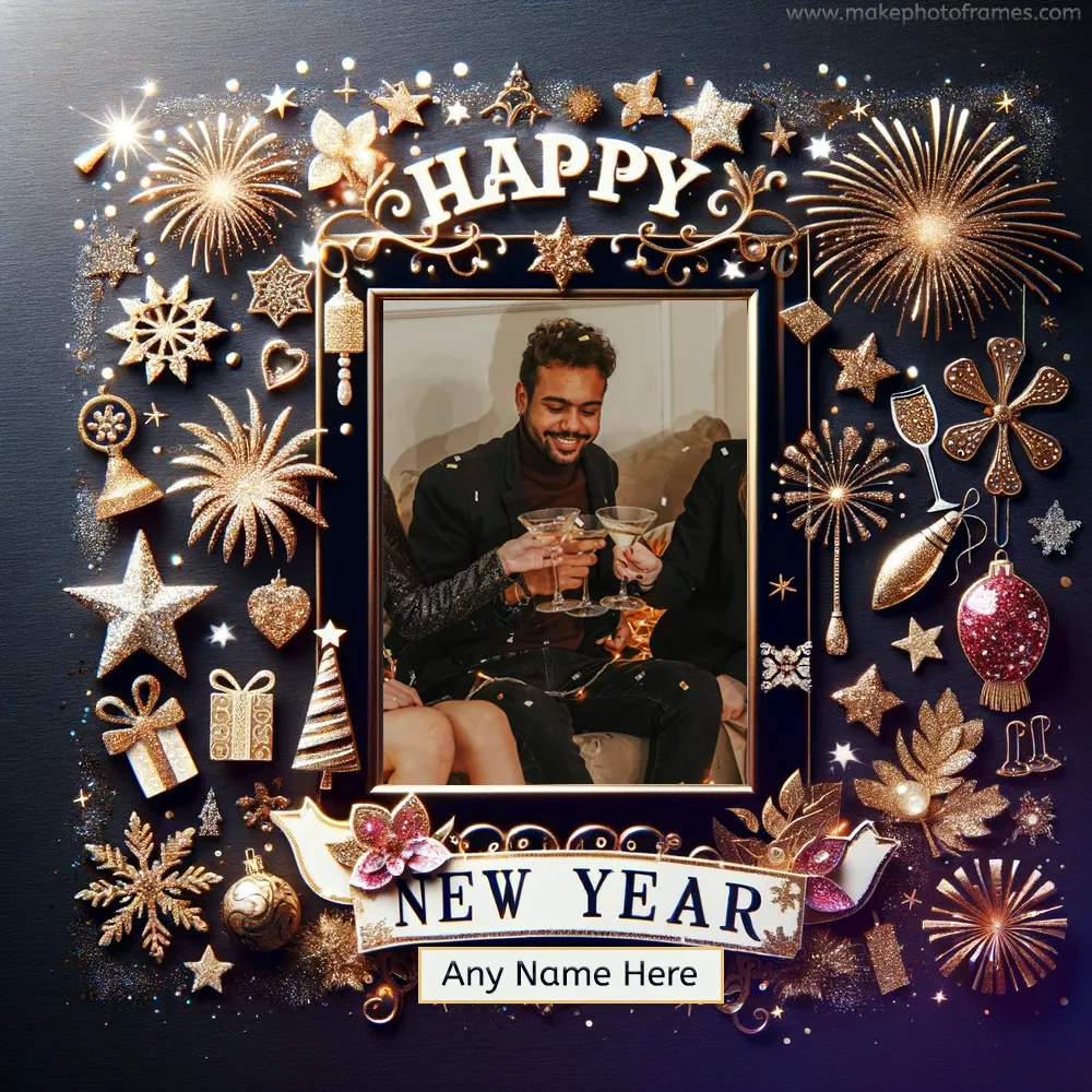 2024 Happy New Year Free Photo Frame With Name