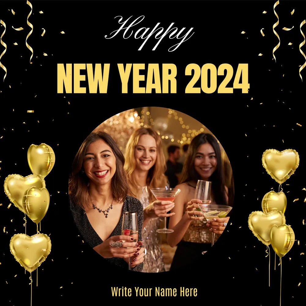 Happy New Year 2024 Wishes With Name And Photo Edit