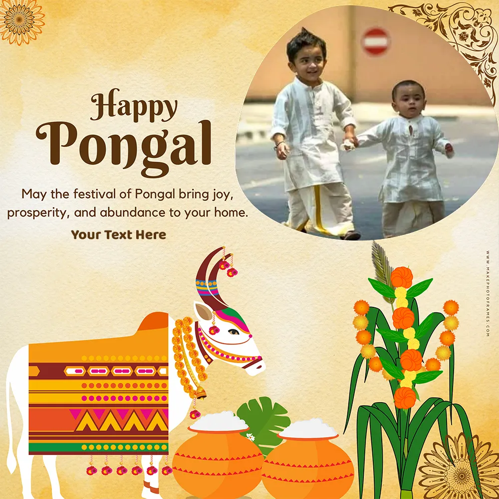 Create Happy Pongal 2024 Wishes Photo Frame With Name Online