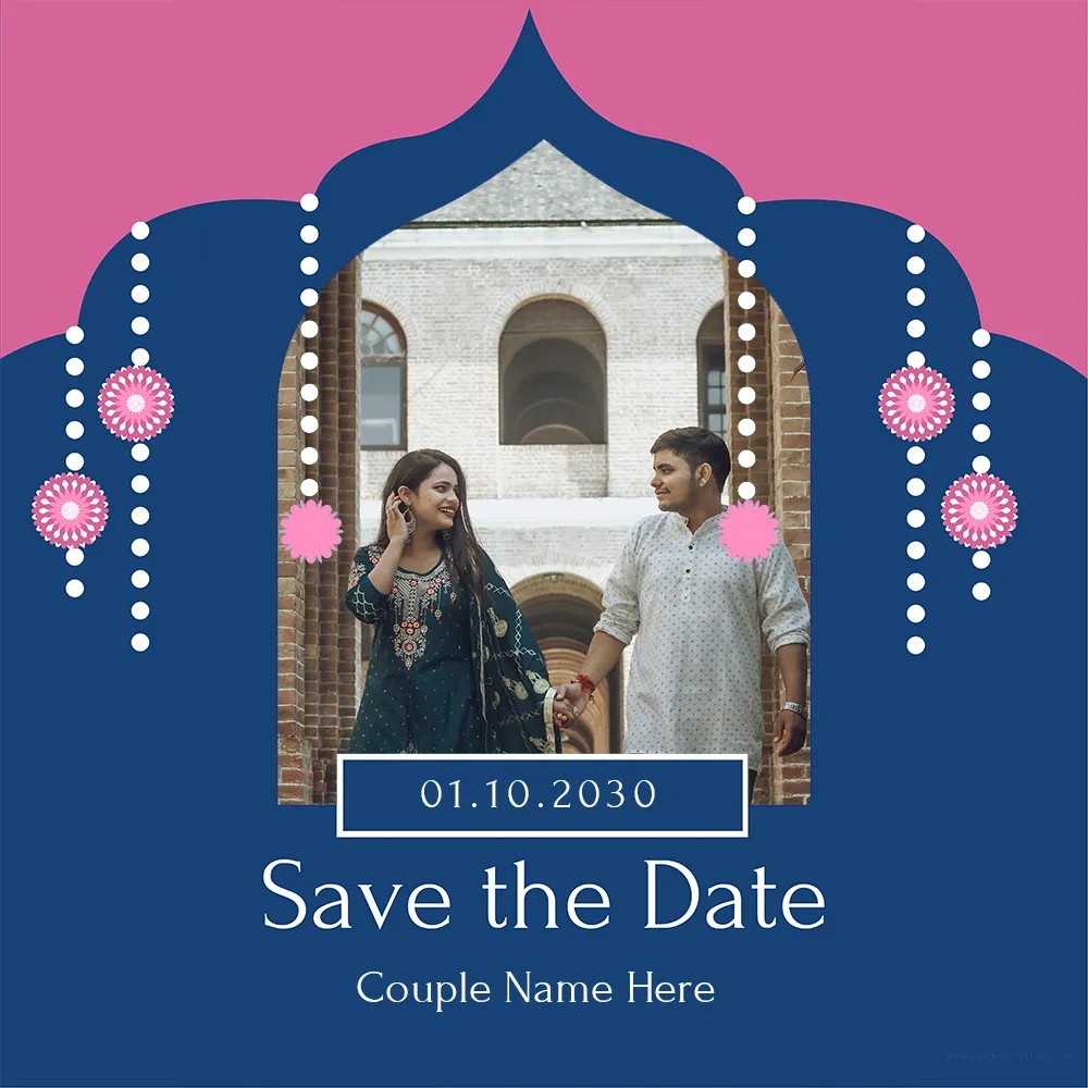 Create Name On Save The Date Wedding Card Template Design With Photo Download