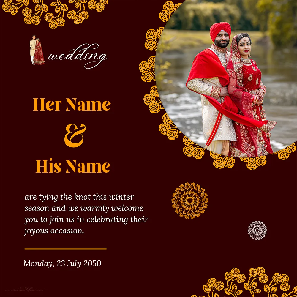 Free Save The Date Wedding Card Invitation Photo Maker With Name Download