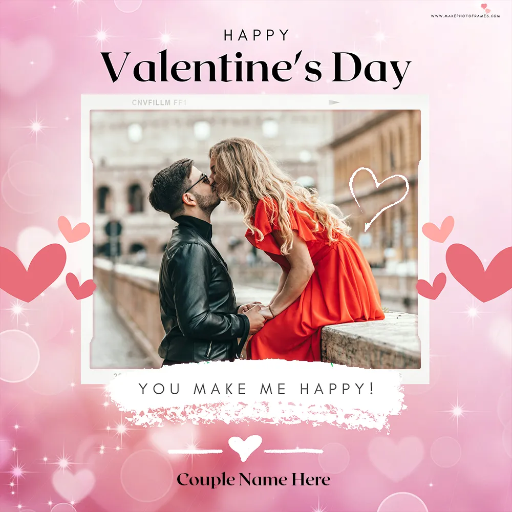 Personalized Happy Valentine Day 2024 Card With Photo Frame And Name Editing
