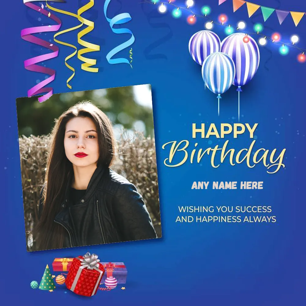 Free Birthday Card Photo Template And Name Editing