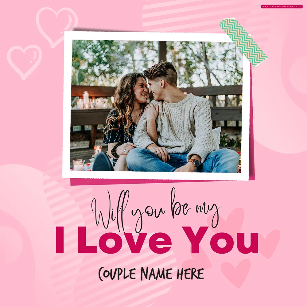 Create I Love You Romantic Photo Frame With Name Editor