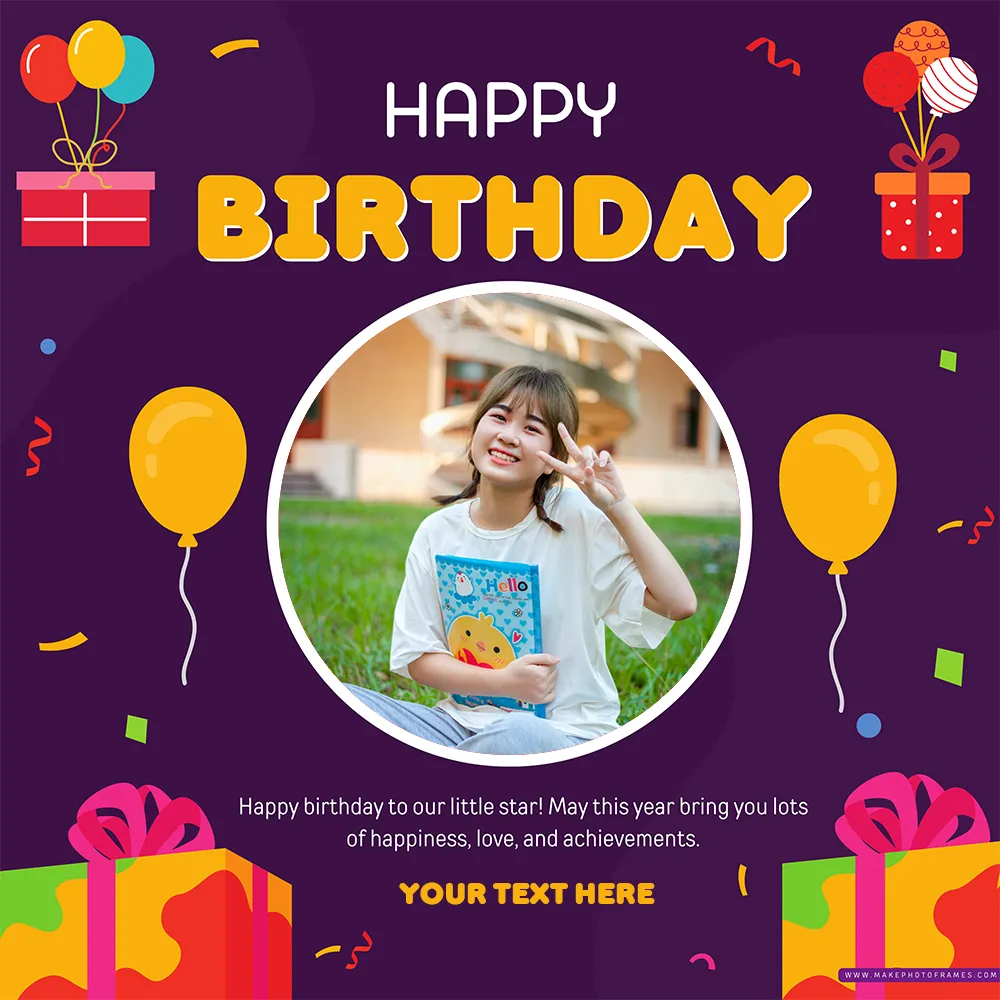 Free Online Birthday Card Photo Frame With Edit Name