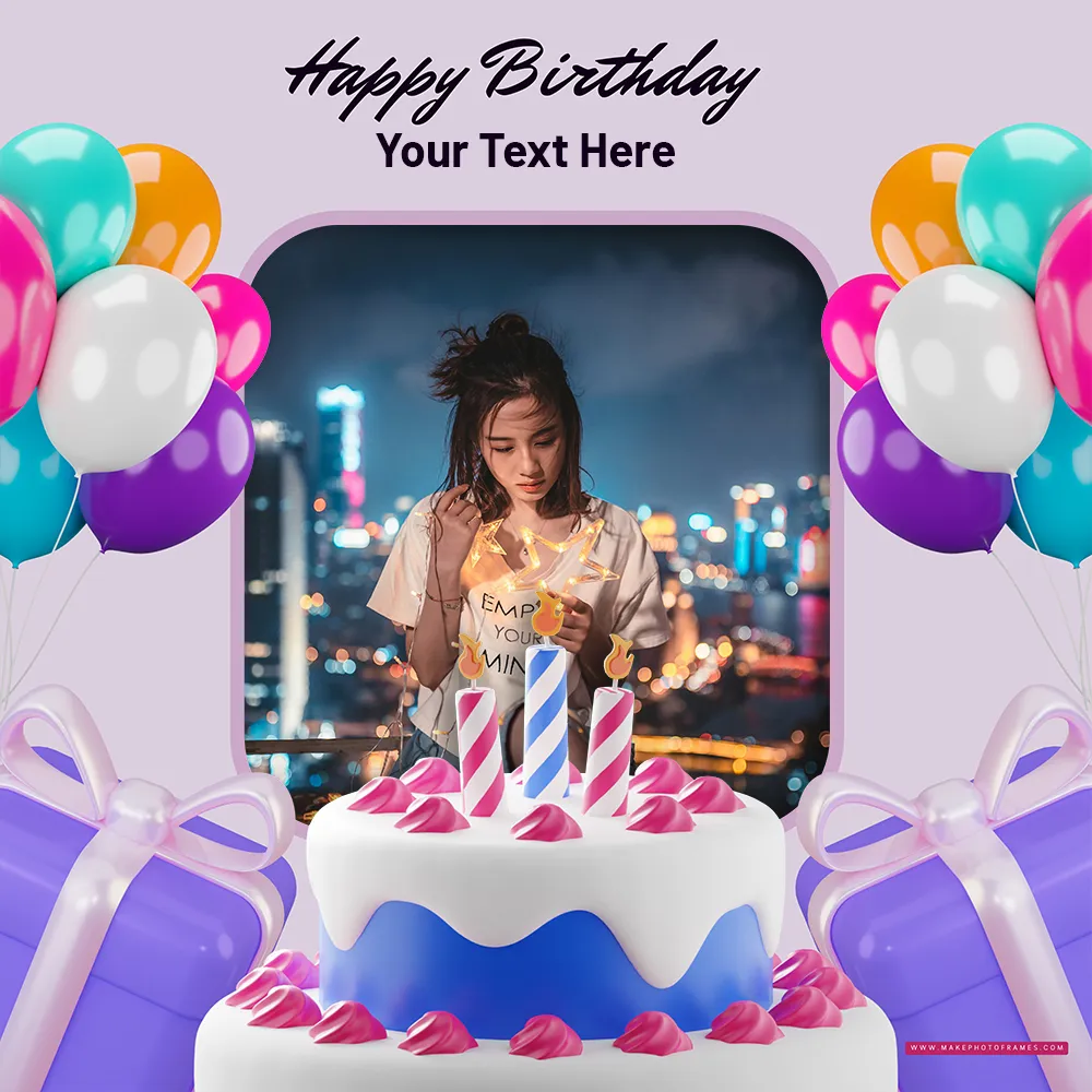 Big Birthday Candle Cake Photo Frame With Name Download