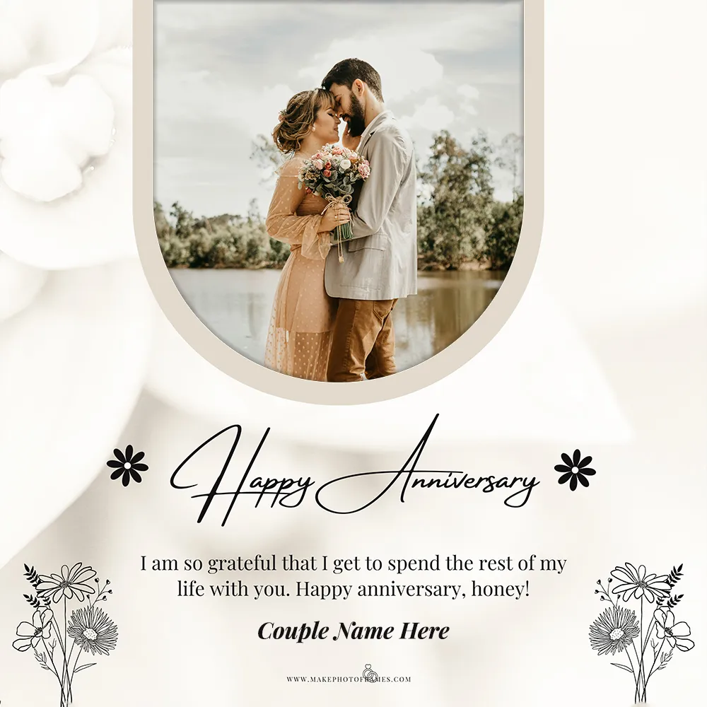Create Anniversary Couple Photo Frame With Name Online Free