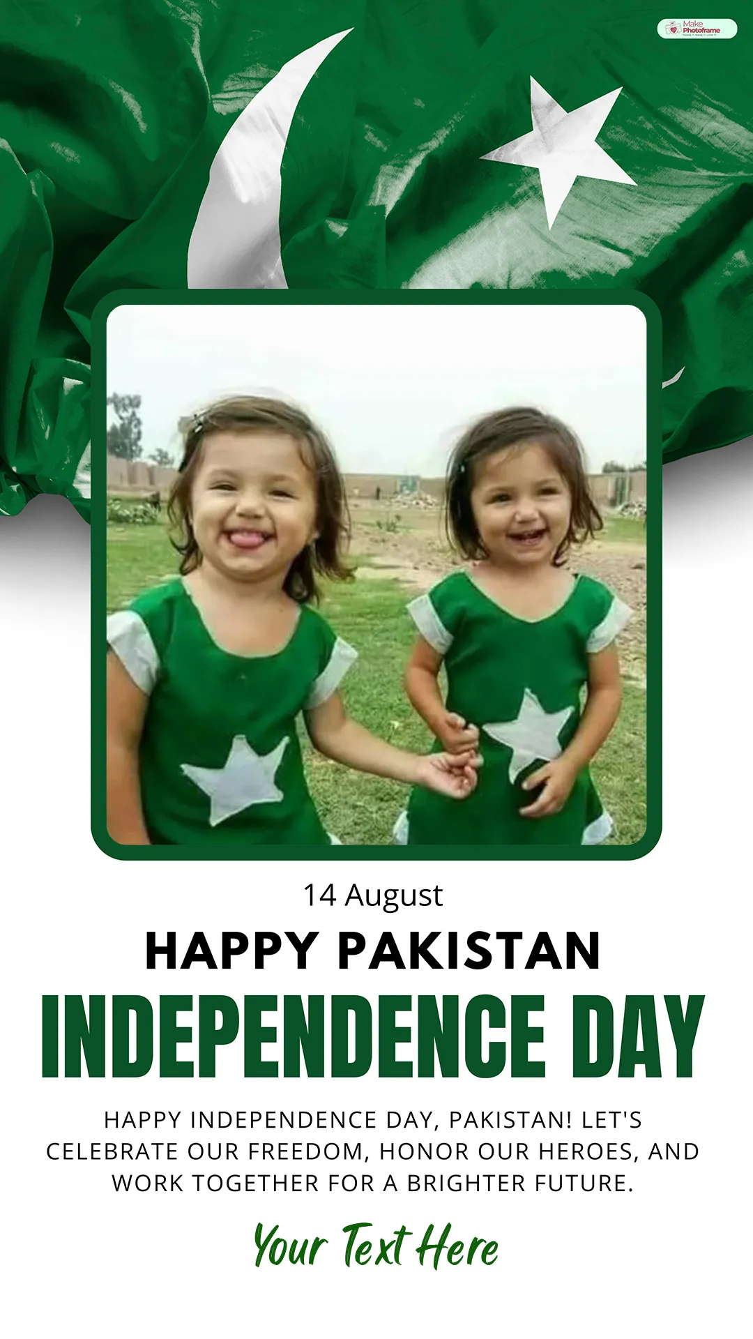 Celebrate With 14 August Independence Day Status Frame Design With Name And Photo