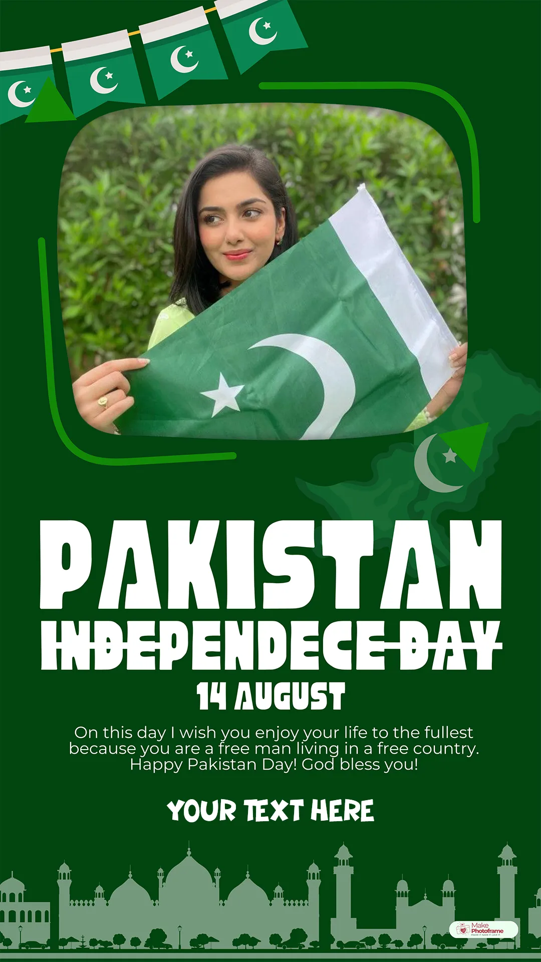 Create Your Pakistan Flag Status Frame For 14 August Pakistan With Name