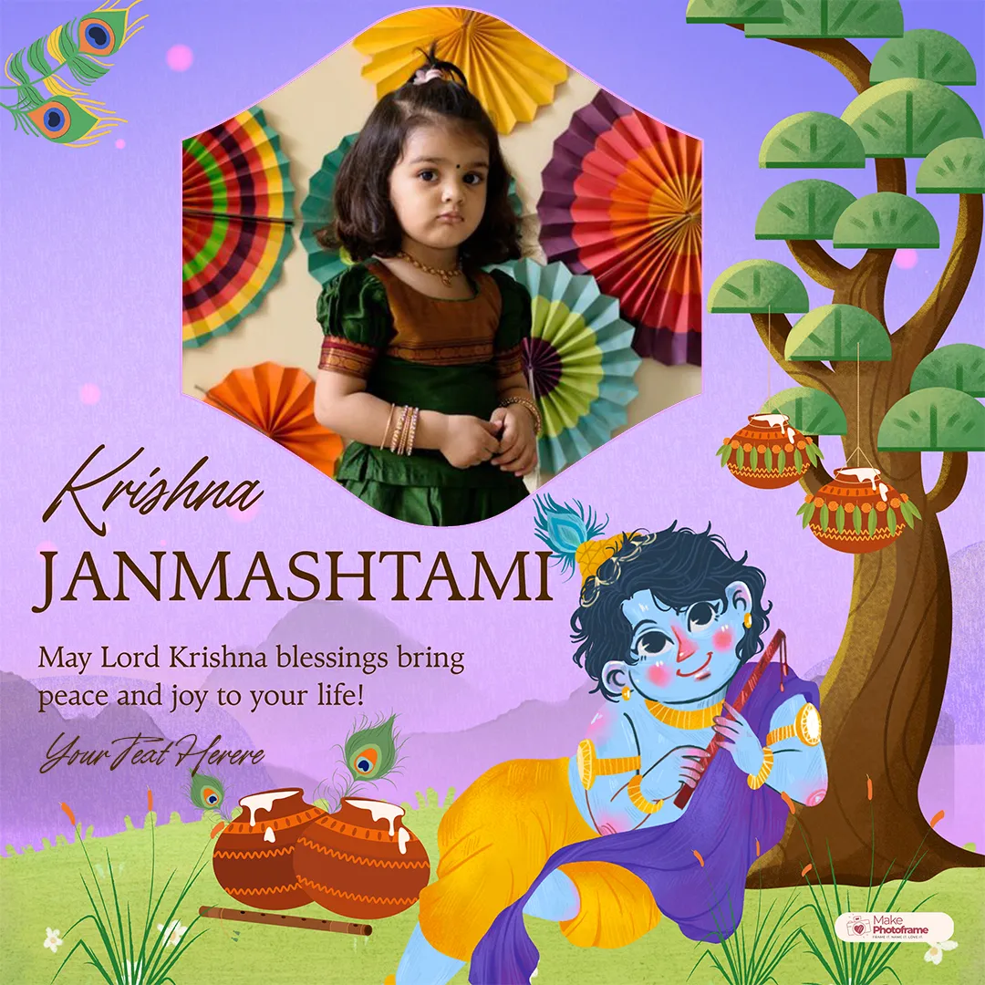 Create Krishna Janmashtami 2025 WhatsApp Status Image Frame With Name Online