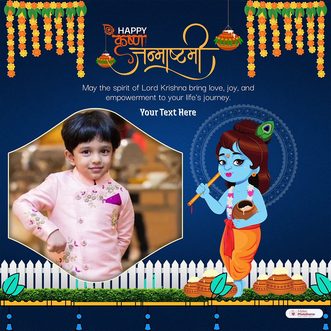 Krishna Janmashtami Wishes Card Maker With Name And Photo