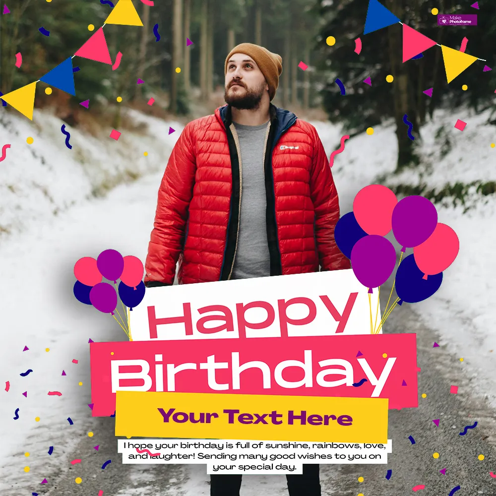 Birthday Balloon Theme Photo Frame With Name And Message