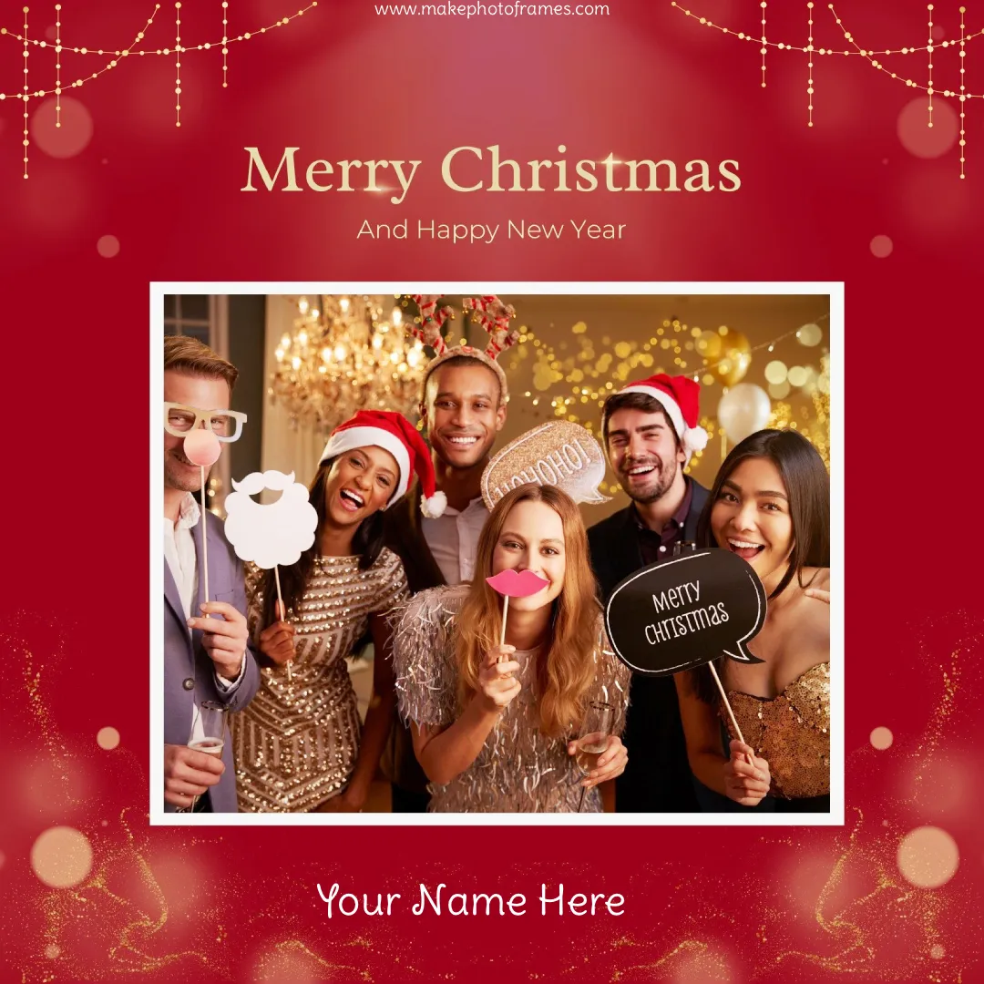 Merry Christmas And Happy New Year 2026 Card Photo With Name